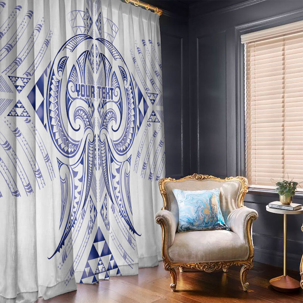 Maori Rugby Custom Ngaru Mangopare Window Curtain Kikorangi Niho Taniwha Motif