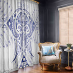 Maori Rugby Custom Ngaru Mangopare Window Curtain Kikorangi Niho Taniwha Motif