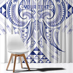 Maori Rugby Custom Ngaru Mangopare Window Curtain Kikorangi Niho Taniwha Motif