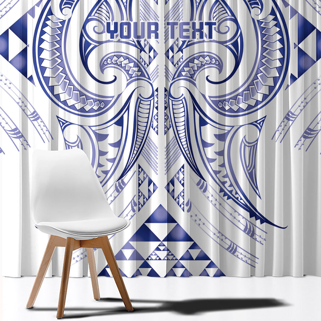 Maori Rugby Custom Ngaru Mangopare Window Curtain Kikorangi Niho Taniwha Motif