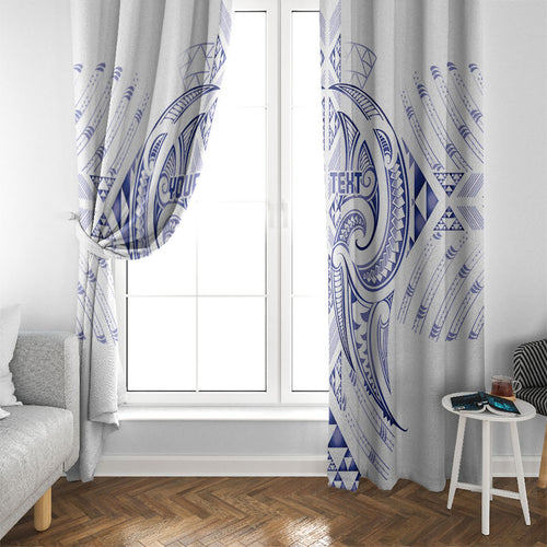Maori Rugby Custom Ngaru Mangopare Window Curtain Kikorangi Niho Taniwha Motif