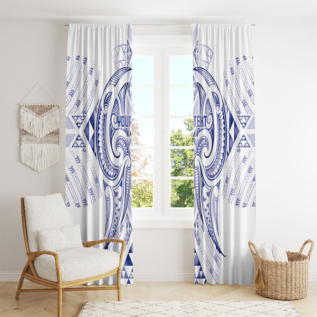 Maori Rugby Custom Ngaru Mangopare Window Curtain Kikorangi Niho Taniwha Motif