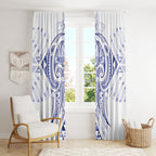 Maori Rugby Custom Ngaru Mangopare Window Curtain Kikorangi Niho Taniwha Motif