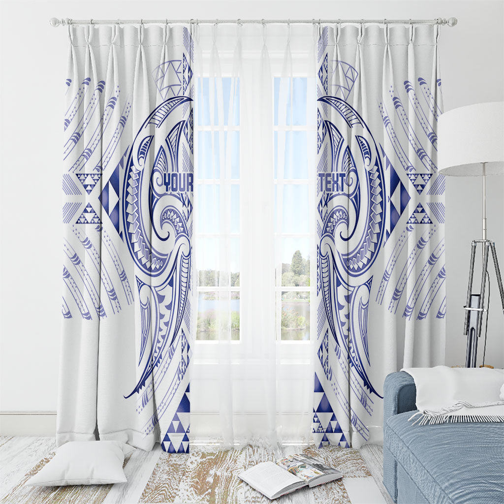 Maori Rugby Custom Ngaru Mangopare Window Curtain Kikorangi Niho Taniwha Motif