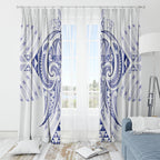 Maori Rugby Custom Ngaru Mangopare Window Curtain Kikorangi Niho Taniwha Motif
