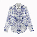Maori Rugby Custom Ngaru Mangopare Women Casual Shirt Kikorangi Niho Taniwha Motif
