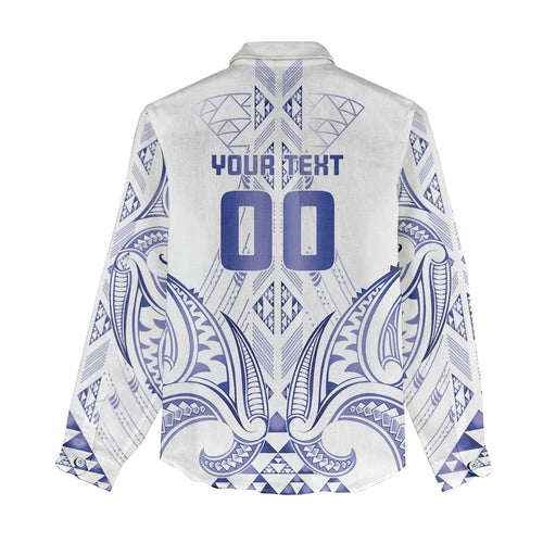 Maori Rugby Custom Ngaru Mangopare Women Casual Shirt Kikorangi Niho Taniwha Motif