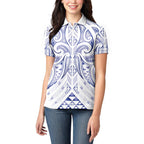 Maori Rugby Custom Ngaru Mangopare Women Polo Shirt Kikorangi Niho Taniwha Motif