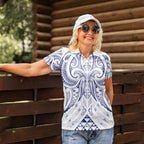 Maori Rugby Custom Ngaru Mangopare Women Polo Shirt Kikorangi Niho Taniwha Motif