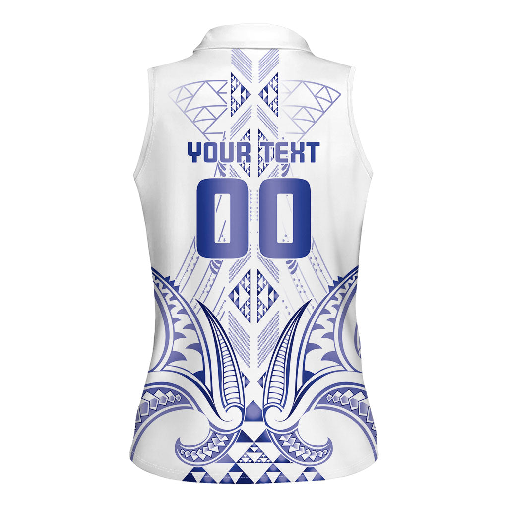 Maori Rugby Custom Ngaru Mangopare Women Sleeveless Polo Shirt Kikorangi Niho Taniwha Motif