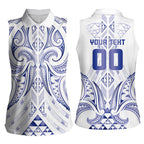 Maori Rugby Custom Ngaru Mangopare Women Sleeveless Polo Shirt Kikorangi Niho Taniwha Motif