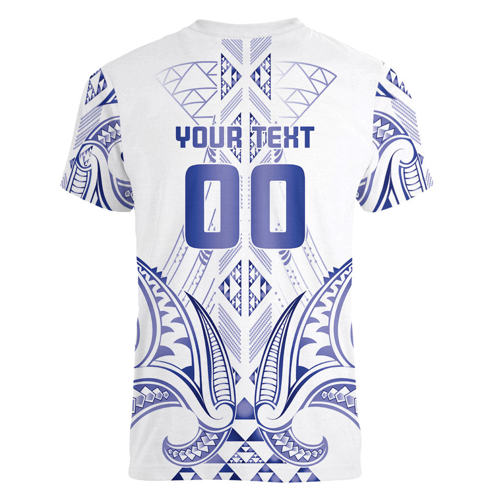 Maori Rugby Custom Ngaru Mangopare Women V-Neck T-Shirt Kikorangi Niho Taniwha Motif
