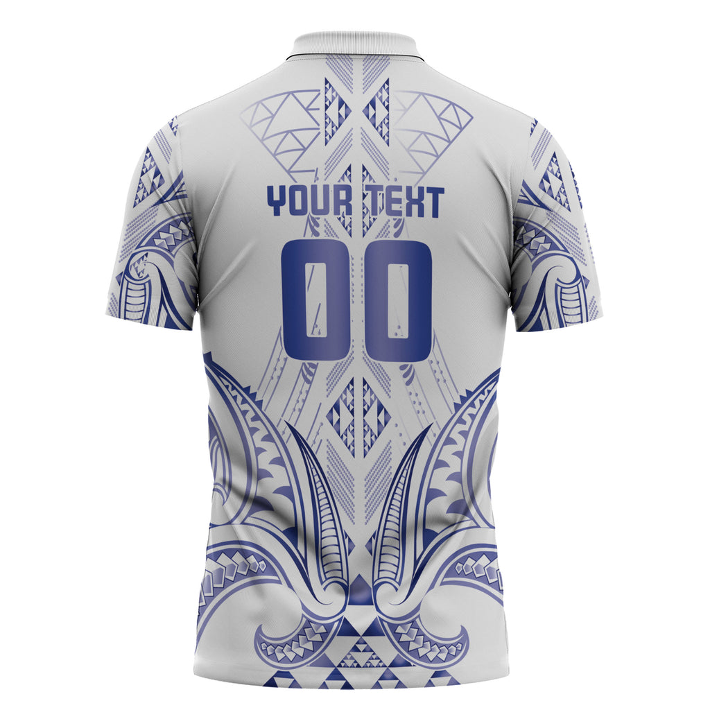 Maori Rugby Custom Ngaru Mangopare Zipper Polo Shirt Kikorangi Niho Taniwha Motif