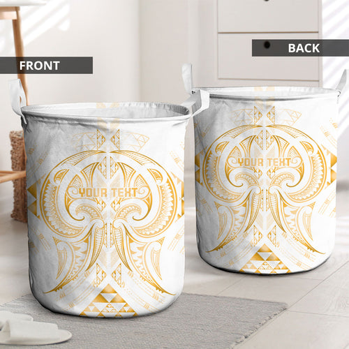 Maori Rugby Custom Ngaru Mangopare Laundry Basket Koura Niho Taniwha Motif