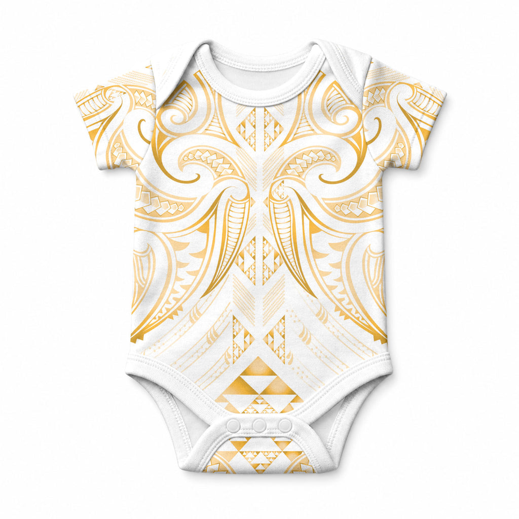 Maori Rugby Custom Ngaru Mangopare Baby Onesie Koura Niho Taniwha Motif