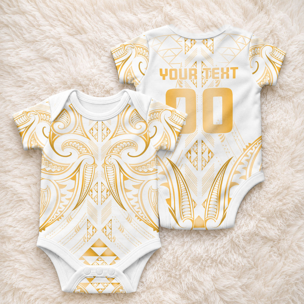 Maori Rugby Custom Ngaru Mangopare Baby Onesie Koura Niho Taniwha Motif