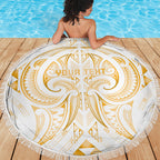 Maori Rugby Custom Ngaru Mangopare Beach Blanket Koura Niho Taniwha Motif