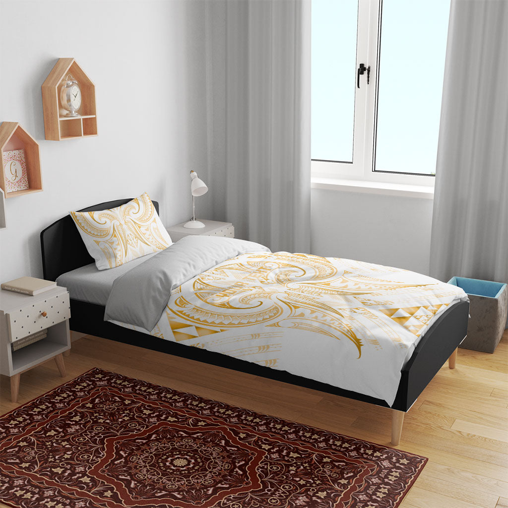 Maori Rugby Custom Ngaru Mangopare Bedding Set Koura Niho Taniwha Motif