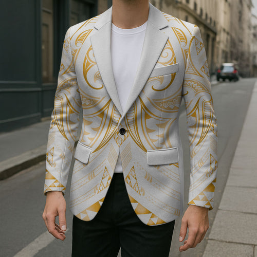 Maori Rugby Custom Ngaru Mangopare Blazer Koura Niho Taniwha Motif