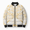 Maori Rugby Custom Ngaru Mangopare Bomber Puffer Jacket Koura Niho Taniwha Motif