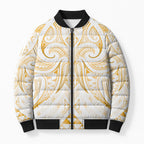 Maori Rugby Custom Ngaru Mangopare Bomber Puffer Jacket Koura Niho Taniwha Motif