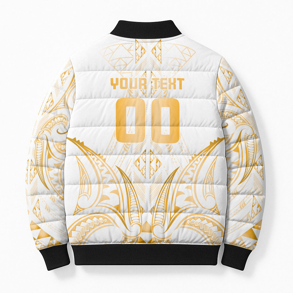 Maori Rugby Custom Ngaru Mangopare Bomber Puffer Jacket Koura Niho Taniwha Motif