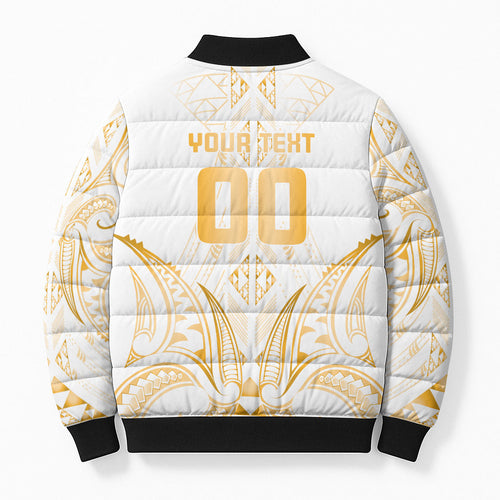 Maori Rugby Custom Ngaru Mangopare Bomber Puffer Jacket Koura Niho Taniwha Motif