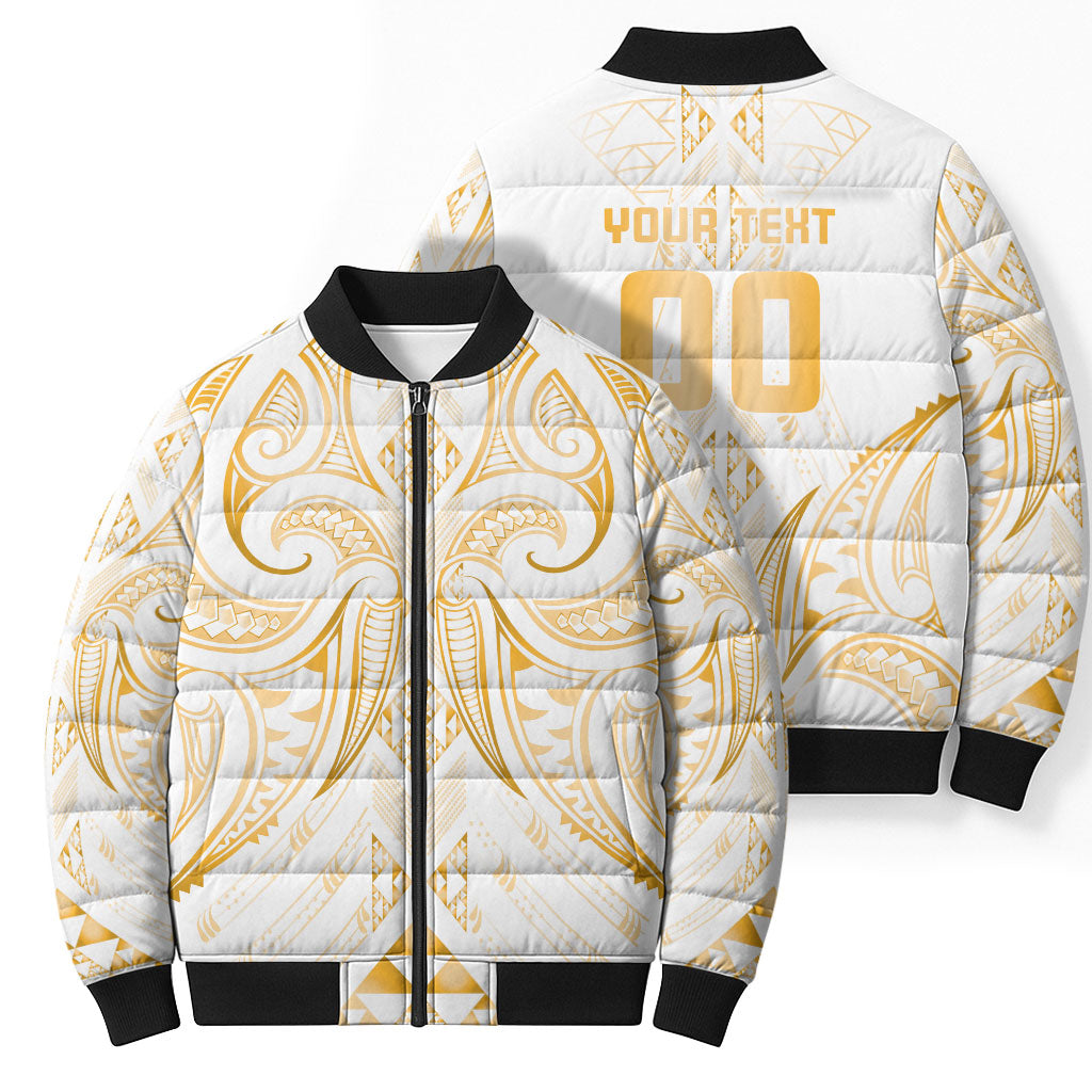 Maori Rugby Custom Ngaru Mangopare Bomber Puffer Jacket Koura Niho Taniwha Motif