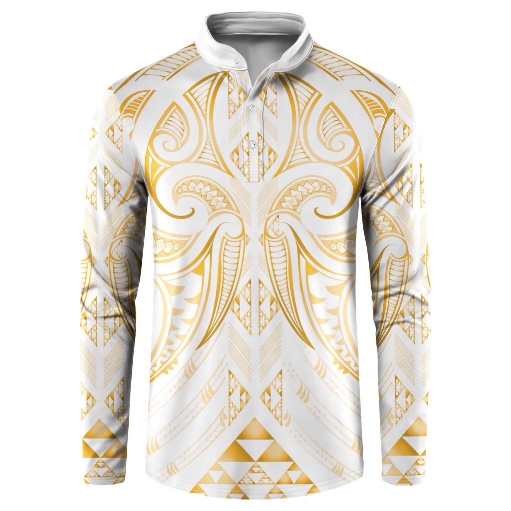 Maori Rugby Custom Ngaru Mangopare Button Sweatshirt Koura Niho Taniwha Motif