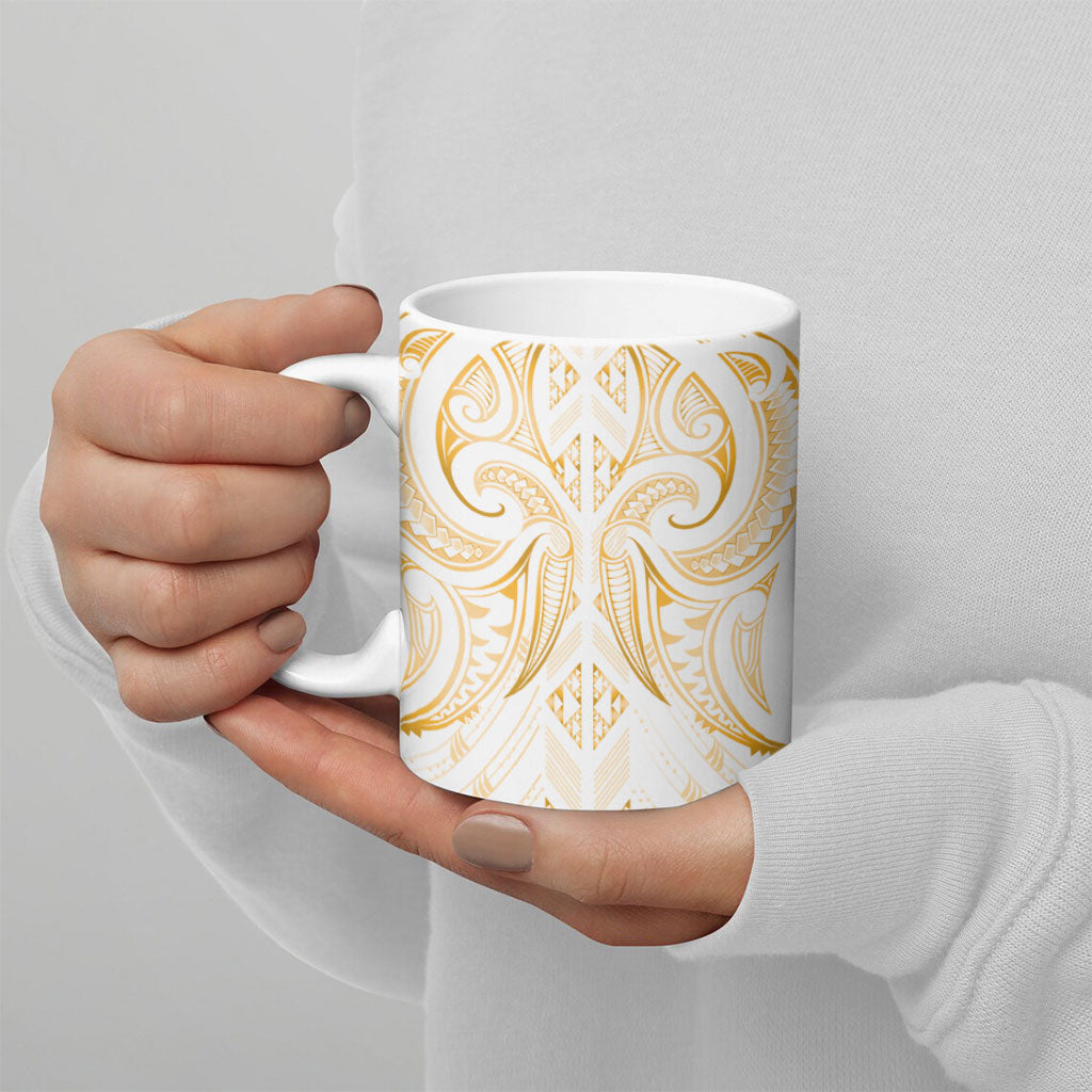 Maori Rugby Custom Ngaru Mangopare Ceramic Mug Koura Niho Taniwha Motif