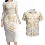 Maori Rugby Custom Ngaru Mangopare Couples Matching Long Sleeve Bodycon Dress and Hawaiian Shirt Koura Niho Taniwha Motif