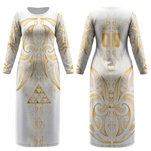 Maori Rugby Custom Ngaru Mangopare Couples Matching Long Sleeve Bodycon Dress and Hawaiian Shirt Koura Niho Taniwha Motif