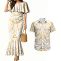 Maori Rugby Custom Ngaru Mangopare Couples Matching Mermaid Dress and Hawaiian Shirt Koura Niho Taniwha Motif