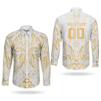 Maori Rugby Custom Ngaru Mangopare Couples Matching Mermaid Dress and Long Sleeve Button Shirt Koura Niho Taniwha Motif