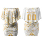 Maori Rugby Custom Ngaru Mangopare Couples Matching Off Shoulder Short Dress and Hawaiian Shirt Koura Niho Taniwha Motif