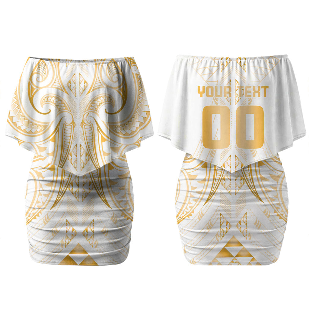 Maori Rugby Custom Ngaru Mangopare Couples Matching Off Shoulder Short Dress and Long Sleeve Button Shirt Koura Niho Taniwha Motif