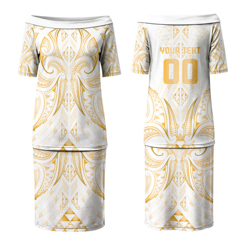 Maori Rugby Custom Ngaru Mangopare Couples Matching Puletasi and Hawaiian Shirt Koura Niho Taniwha Motif