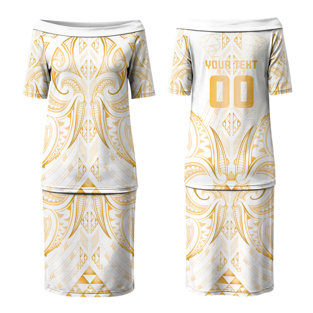Maori Rugby Custom Ngaru Mangopare Couples Matching Puletasi and Long Sleeve Button Shirt Koura Niho Taniwha Motif