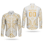 Maori Rugby Custom Ngaru Mangopare Couples Matching Short Sleeve Bodycon Dress and Long Sleeve Button Shirt Koura Niho Taniwha Motif