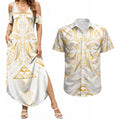 Maori Rugby Custom Ngaru Mangopare Couples Matching Summer Maxi Dress and Hawaiian Shirt Koura Niho Taniwha Motif