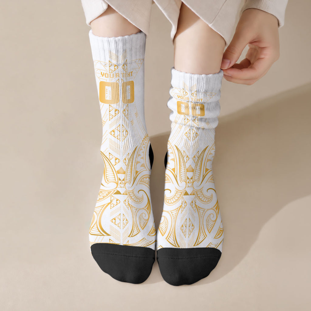 Maori Rugby Custom Ngaru Mangopare Crew Socks Koura Niho Taniwha Motif