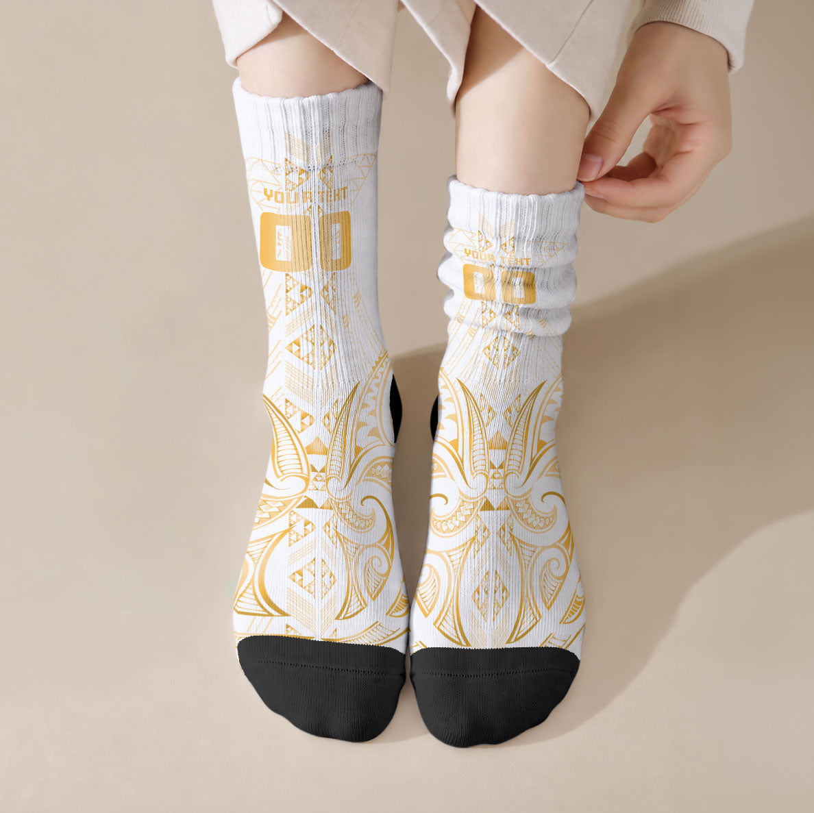 Maori Rugby Custom Ngaru Mangopare Crew Socks Koura Niho Taniwha Motif
