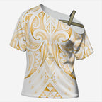 Maori Rugby Custom Ngaru Mangopare Cross Shoulder Shirt Koura Niho Taniwha Motif