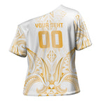 Maori Rugby Custom Ngaru Mangopare Cross Shoulder Shirt Koura Niho Taniwha Motif