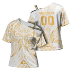 Maori Rugby Custom Ngaru Mangopare Cross Shoulder Shirt Koura Niho Taniwha Motif