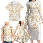Maori Rugby Custom Ngaru Mangopare Family Matching Long Sleeve Bodycon Dress and Hawaiian Shirt Koura Niho Taniwha Motif