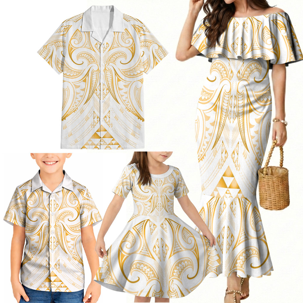 Maori Rugby Custom Ngaru Mangopare Family Matching Mermaid Dress and Hawaiian Shirt Koura Niho Taniwha Motif