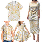 Maori Rugby Custom Ngaru Mangopare Family Matching Puletasi and Hawaiian Shirt Koura Niho Taniwha Motif