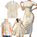 Maori Rugby Custom Ngaru Mangopare Family Matching Short Sleeve Bodycon Dress and Hawaiian Shirt Koura Niho Taniwha Motif