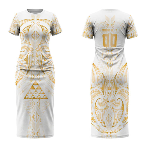 Maori Rugby Custom Ngaru Mangopare Family Matching Short Sleeve Bodycon Dress and Hawaiian Shirt Koura Niho Taniwha Motif